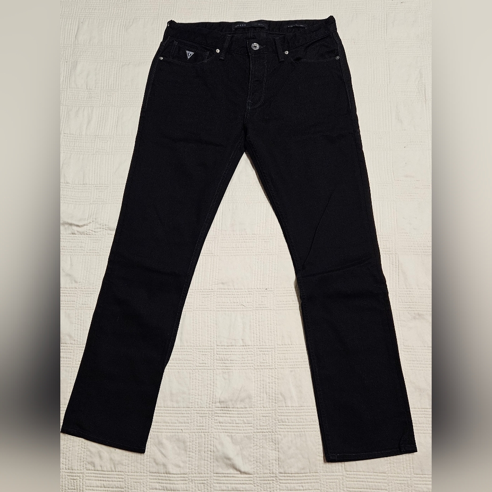 Guess Men's Black Slim Straight Jeans, Size 34x32